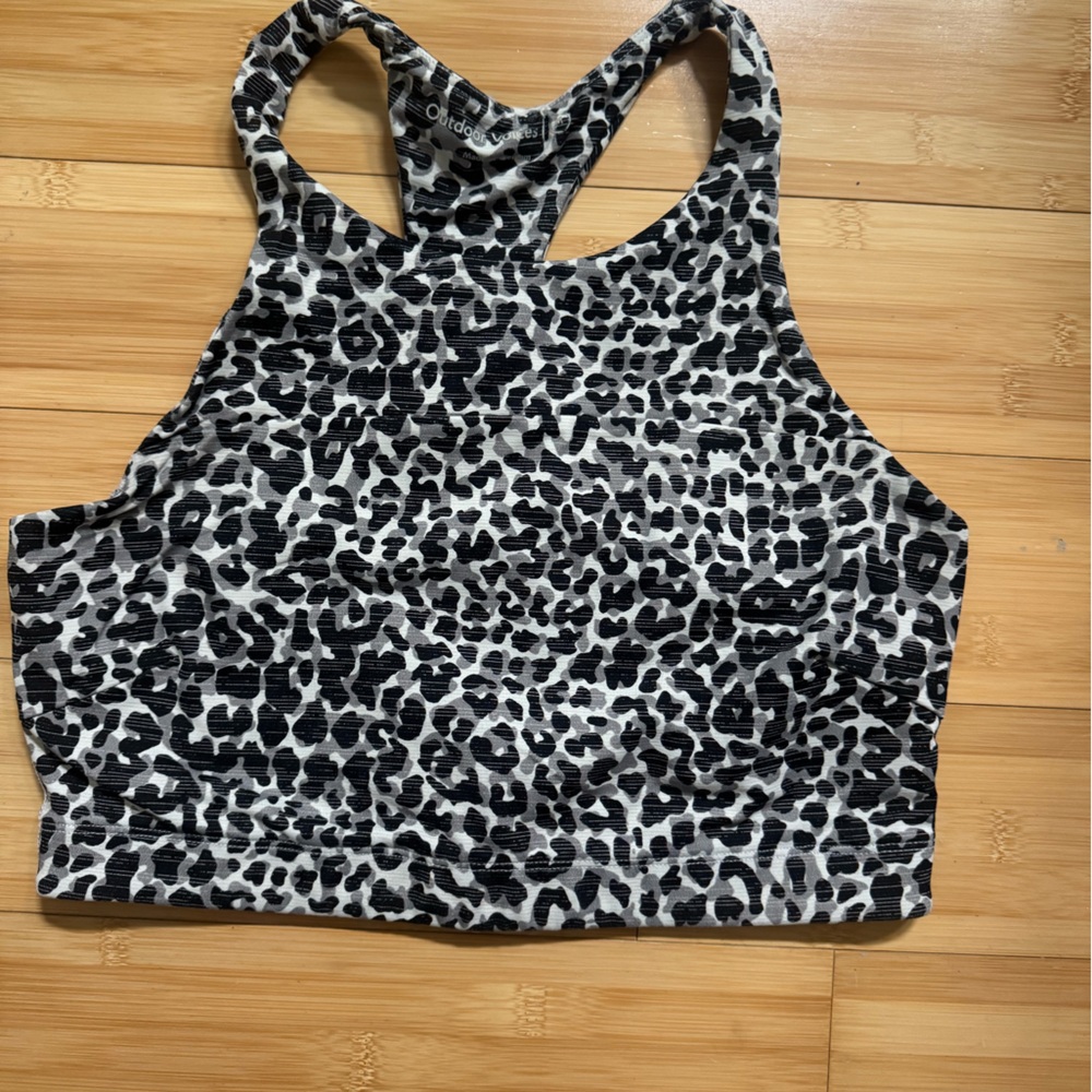 Outdoor Voices Black and White Leopard Sports Bra